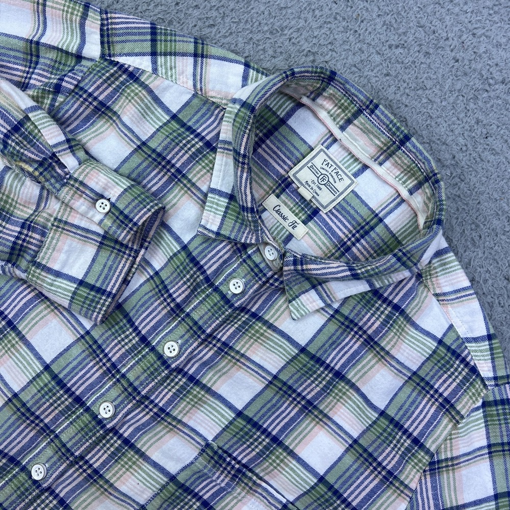 Fat Face Check Shirt Women's 18 Green Sage Brushed‎ Cotton Long Sleeve Button Up